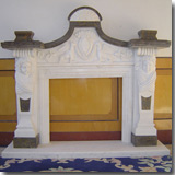 White and Coffee Marble Fireplace