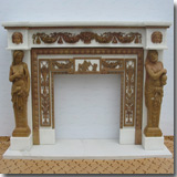 White and Yellow Marble Fireplace