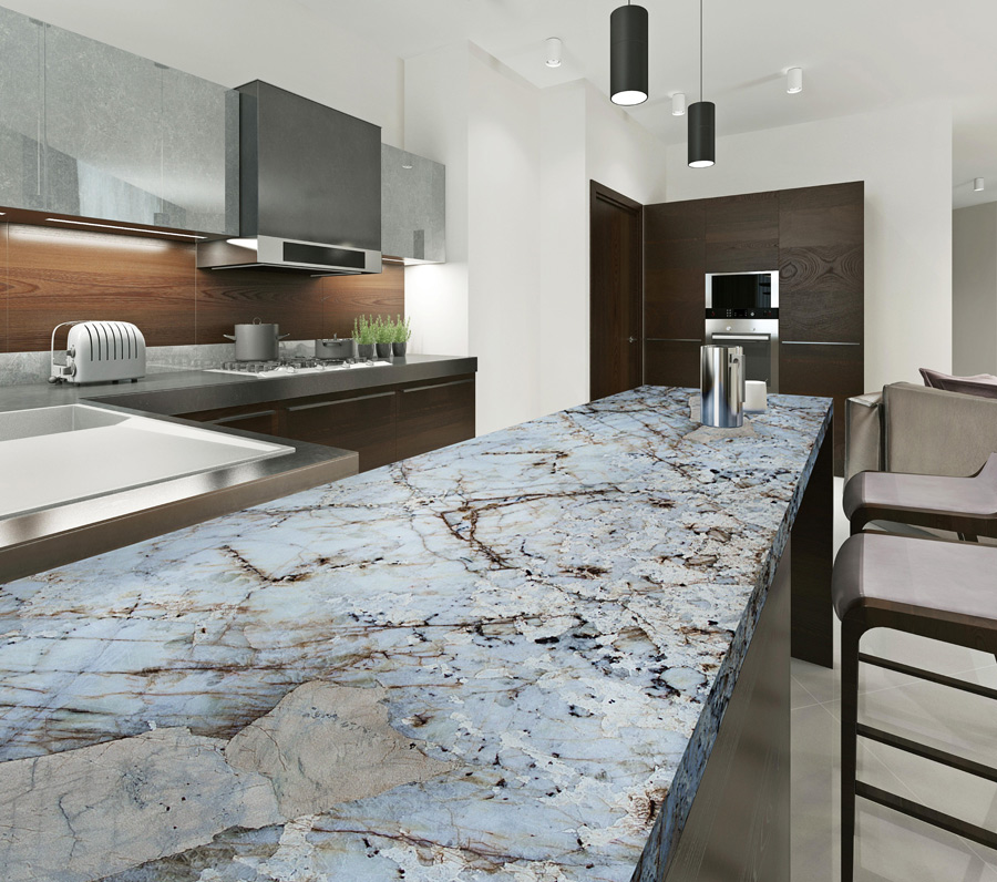 Blue Quartzite Kitchen Countertop