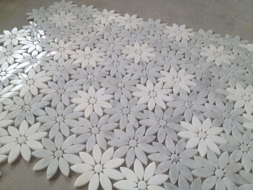 White Marble Flower Mosaics